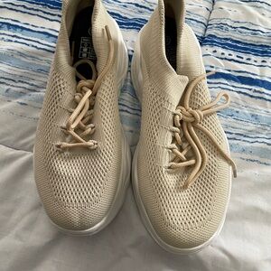 Cream Knit Sneakers